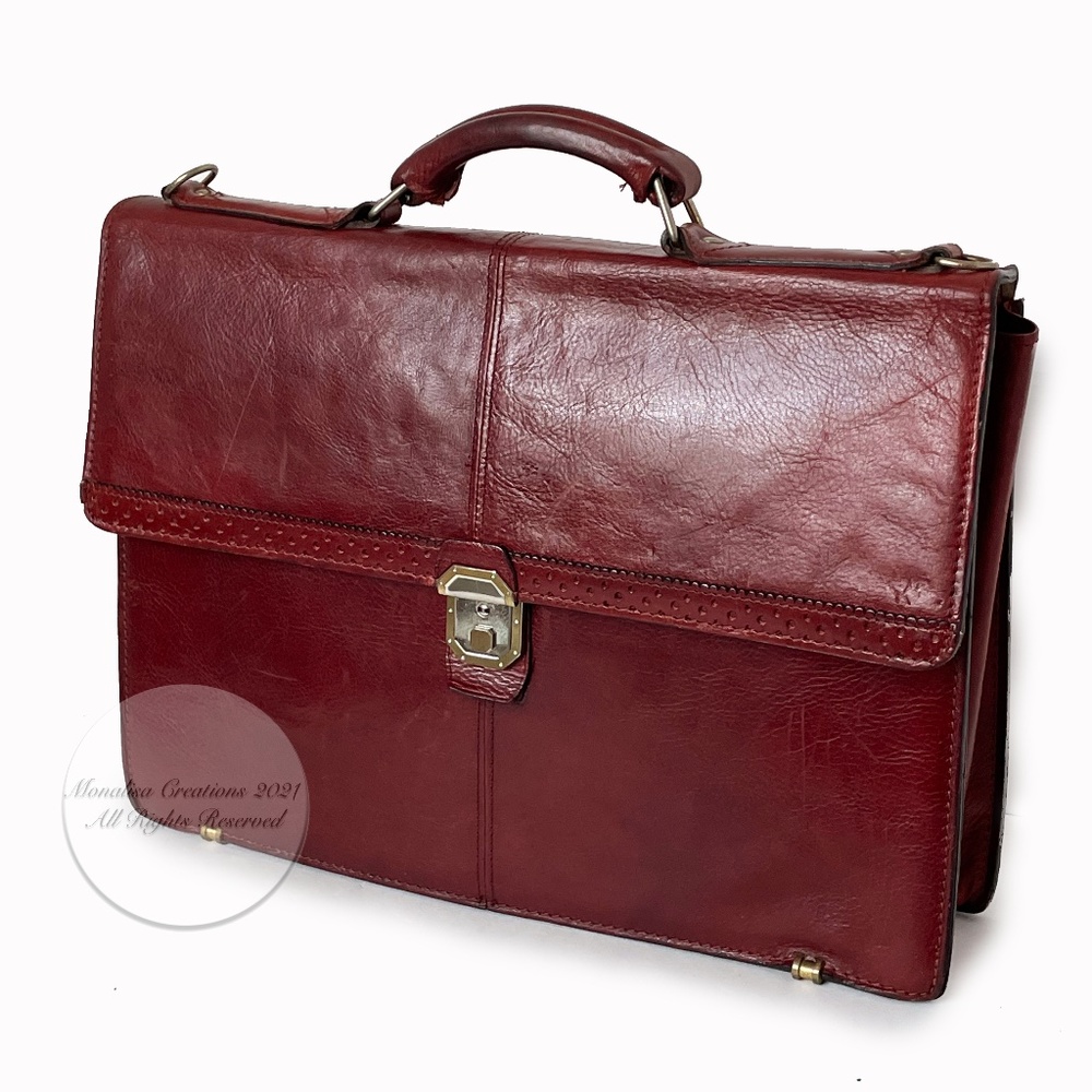 Renwick Canada Briefcase Bag Oxblood Leather Business Bag Vintage Luxe Rare